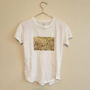 MADEWELL SIZE‎ S WHITE SHORT SLEEVE DAISY MEADOW GRAPHIC WHISPER COTTON TEE
